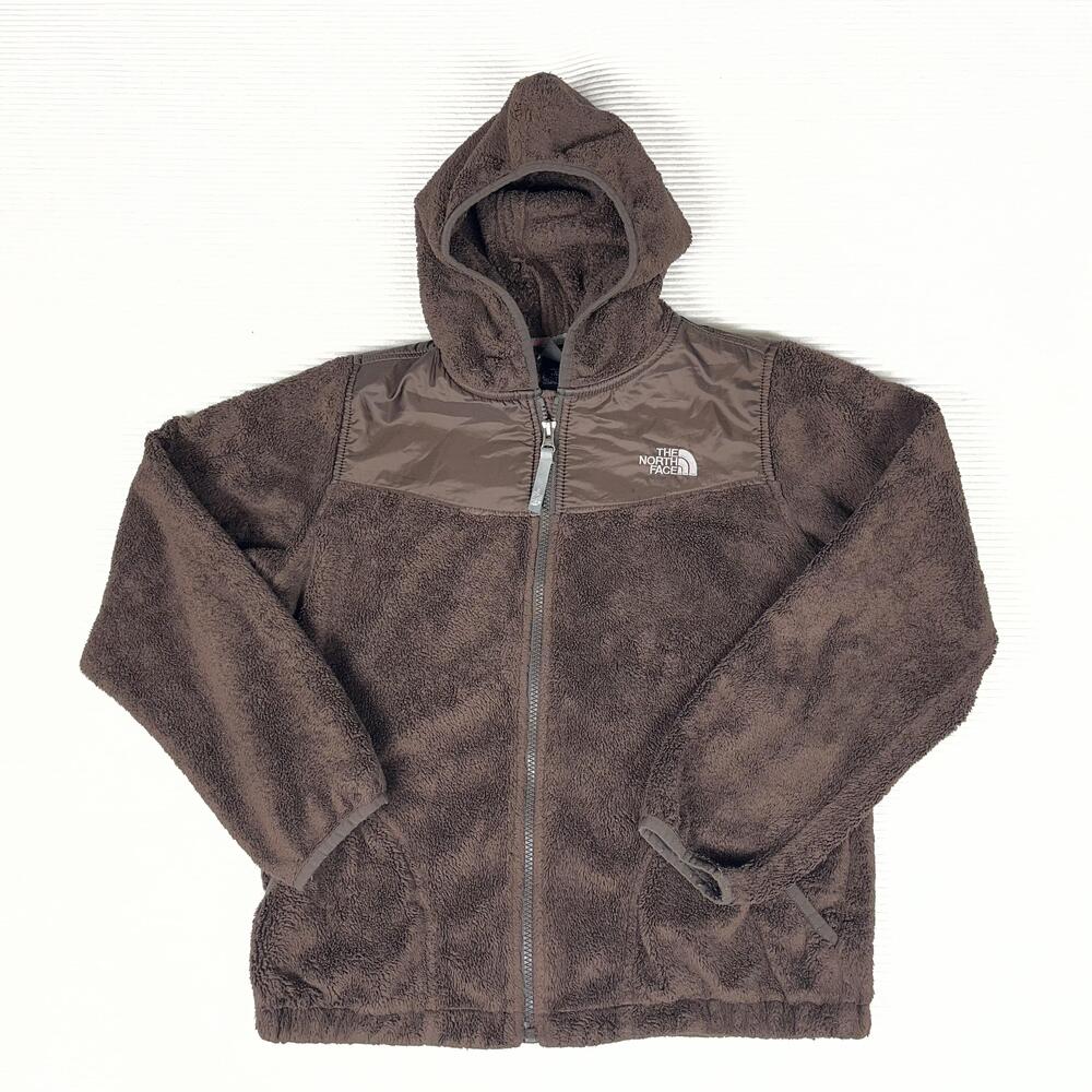 The North Face Jacket Girls Large 14-16 Brown Sherpa Fleece Hooded Full Zip Coat